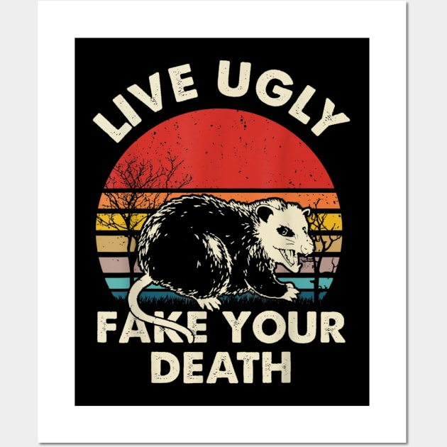 Funny Ugly Cat Vintage Live Ugly Fake Your Death Opossum Wall Art by sousougaricas